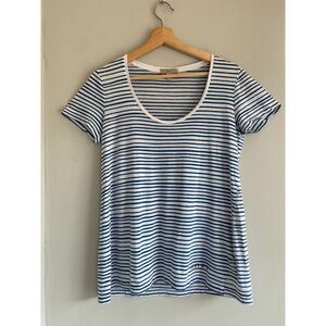 Burberry Brit T-Shirt White/Bleu Striped Cotton Size S Excellent Condition